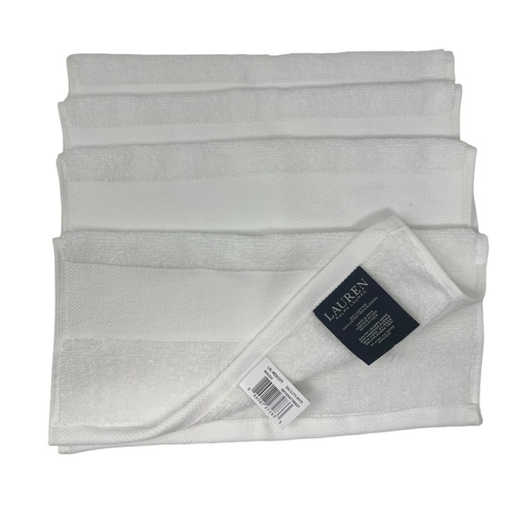 Lauren Ralph Lauren Wescott Wash cloths set of 4 Sailcloth White NWT - Picture 2 of 5